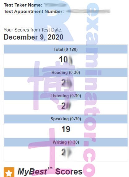 score image for TOEFL 부정행위 success story #84