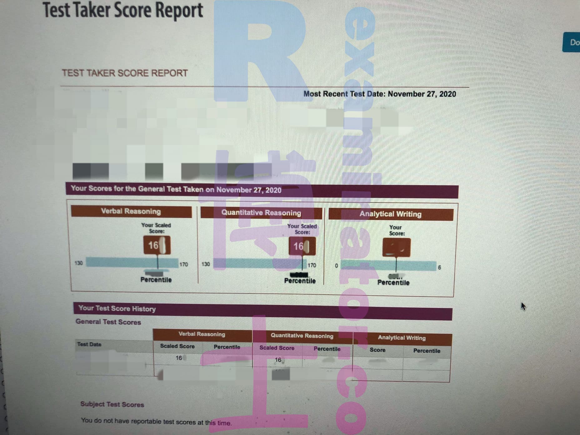 score image for GRE 부정행위 success story #115