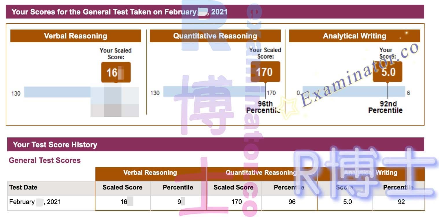 score image for GRE 부정행위 success story #126