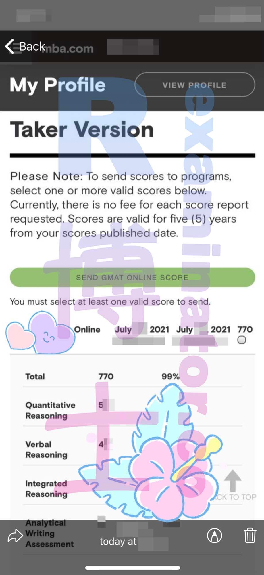 score image for GMAT 부정행위 success story #172