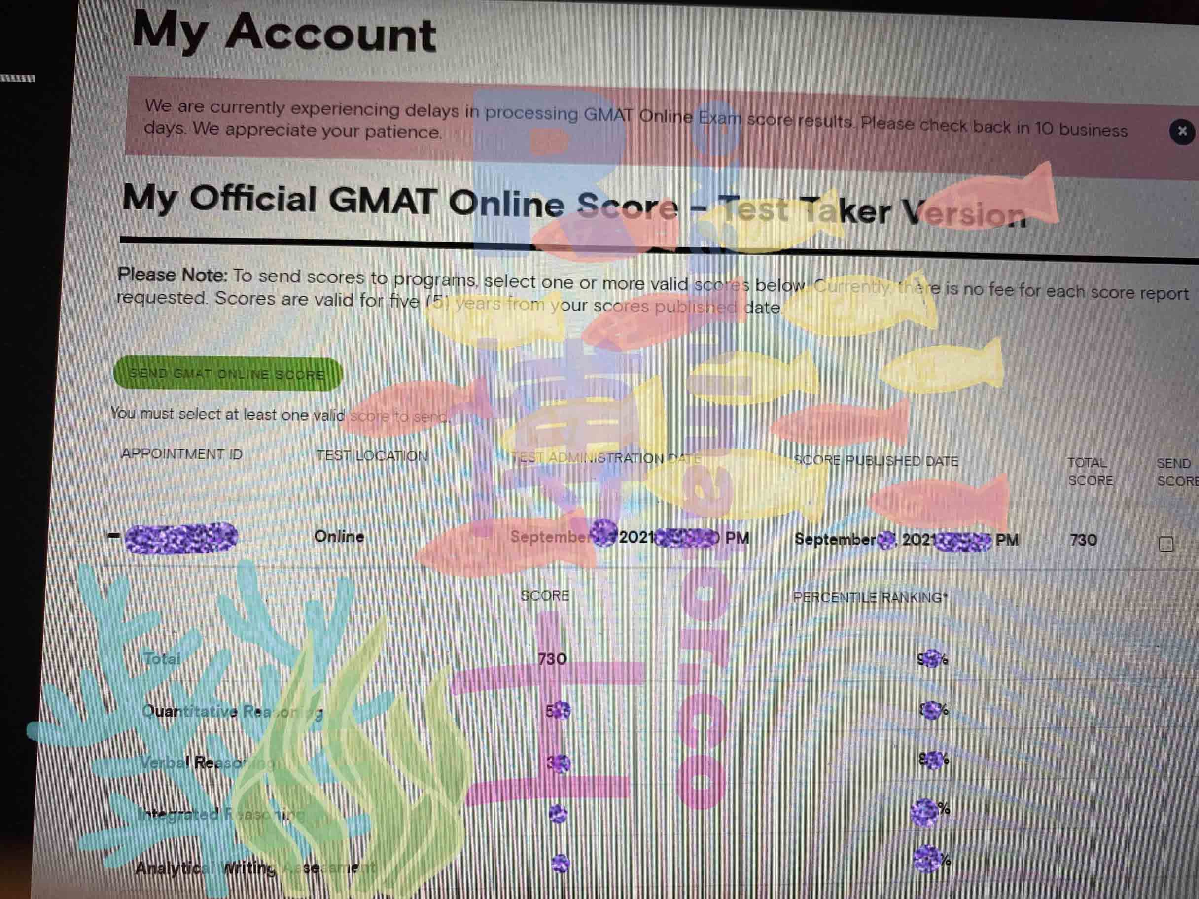 score image for GMAT 부정행위 success story #203