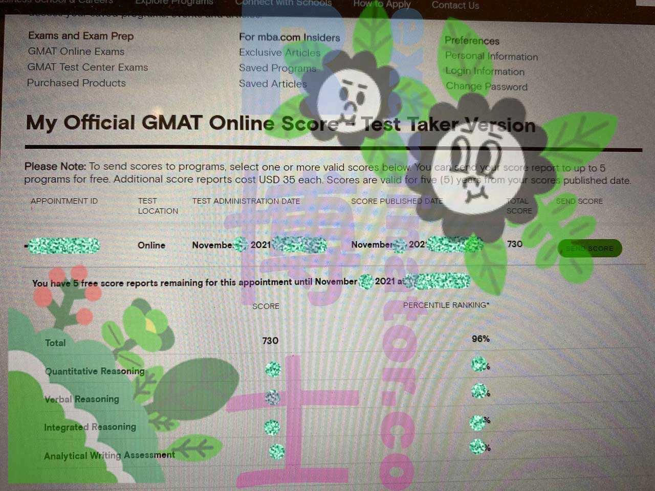 score image for GMAT 부정행위 success story #243