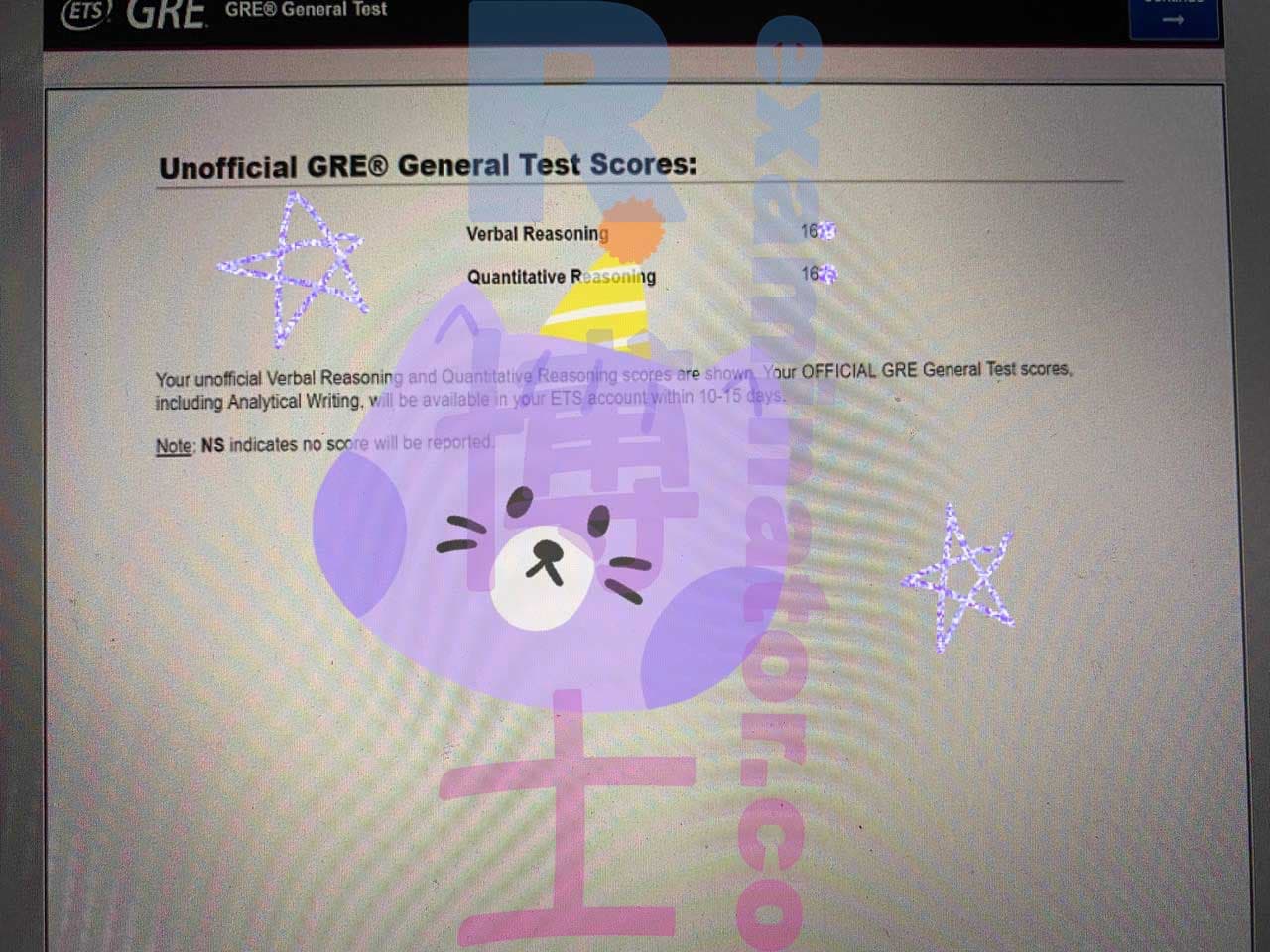 score image for GRE 부정행위 success story #330