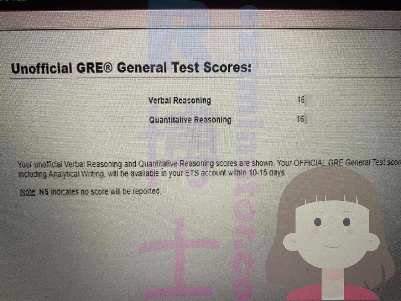 score image for GRE 부정행위 success story #545