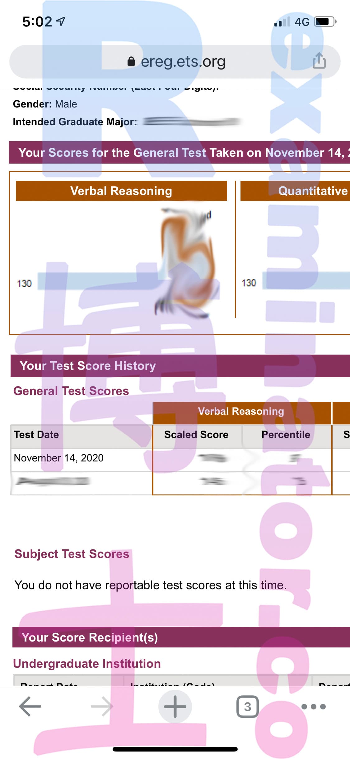 score image for GRE 부정행위 success story #121