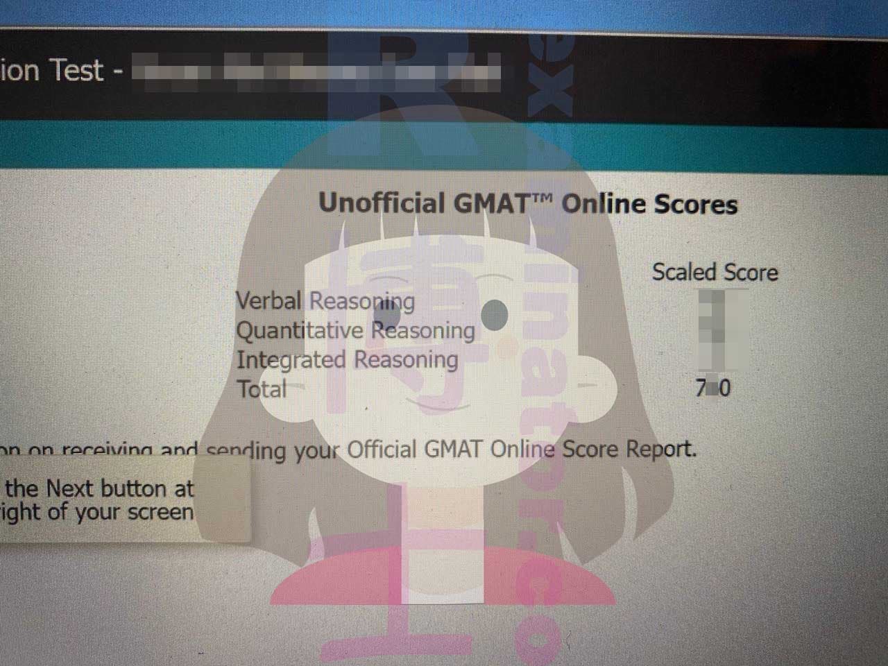 score image for GMAT 부정행위 success story #491