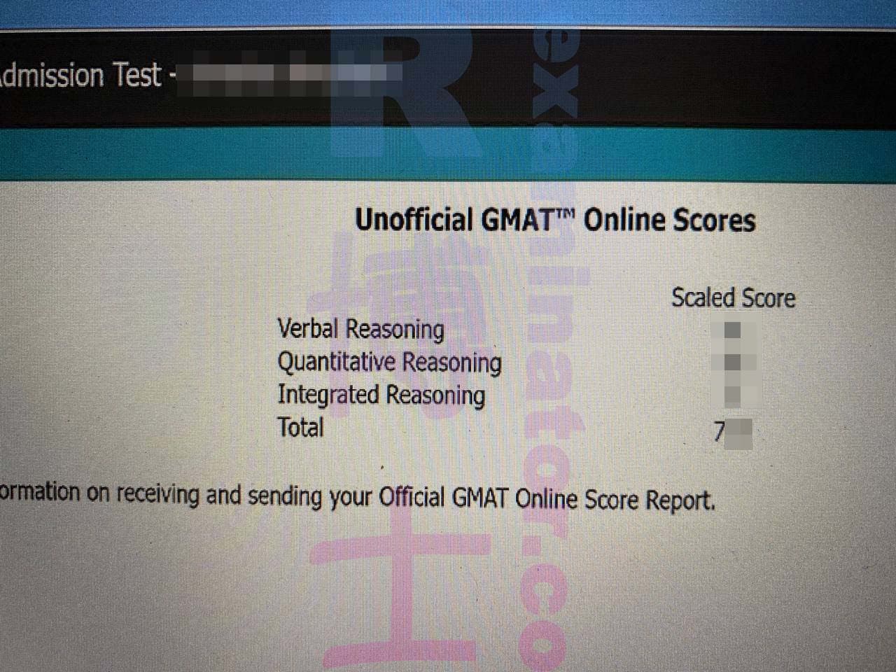 score image for GMAT 부정행위 success story #465