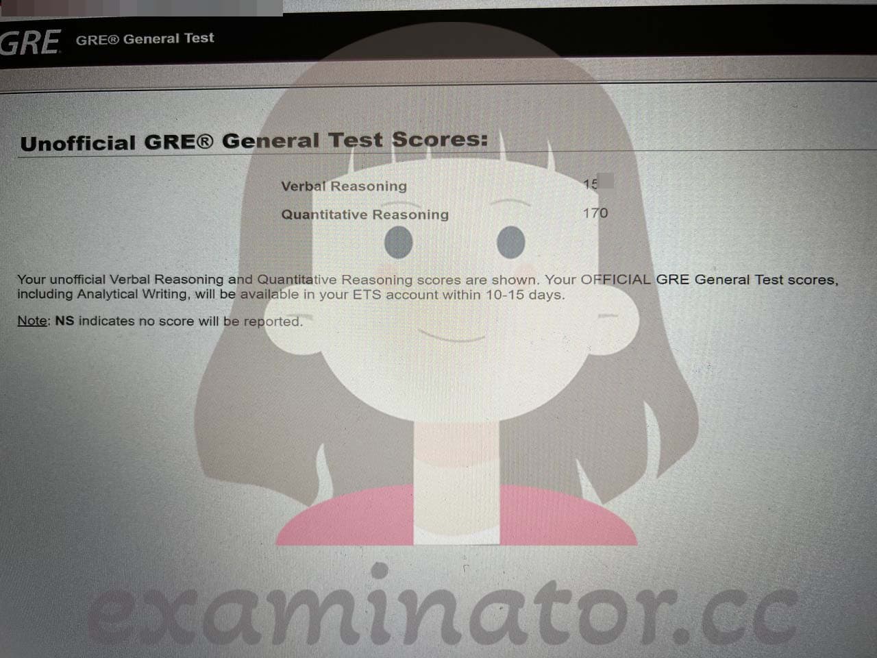 score image for GRE 부정행위 success story #554