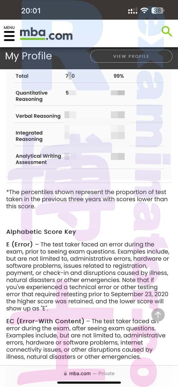 score image for GMAT 부정행위 success story #461