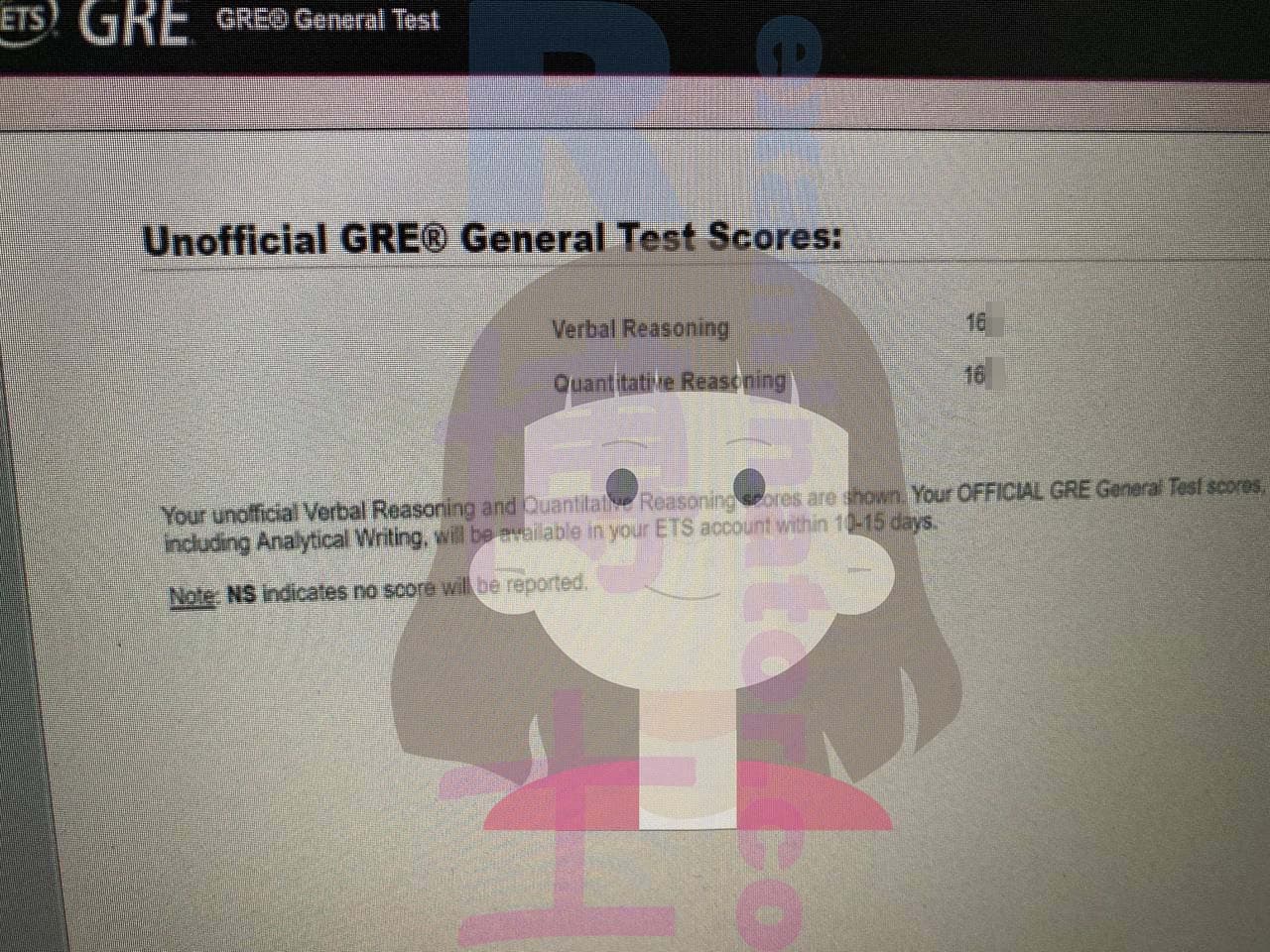 score image for GRE 부정행위 success story #510