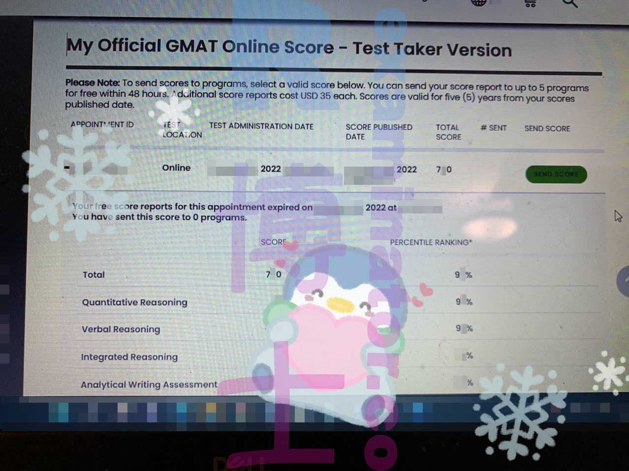 score image for GMAT 부정행위 success story #447