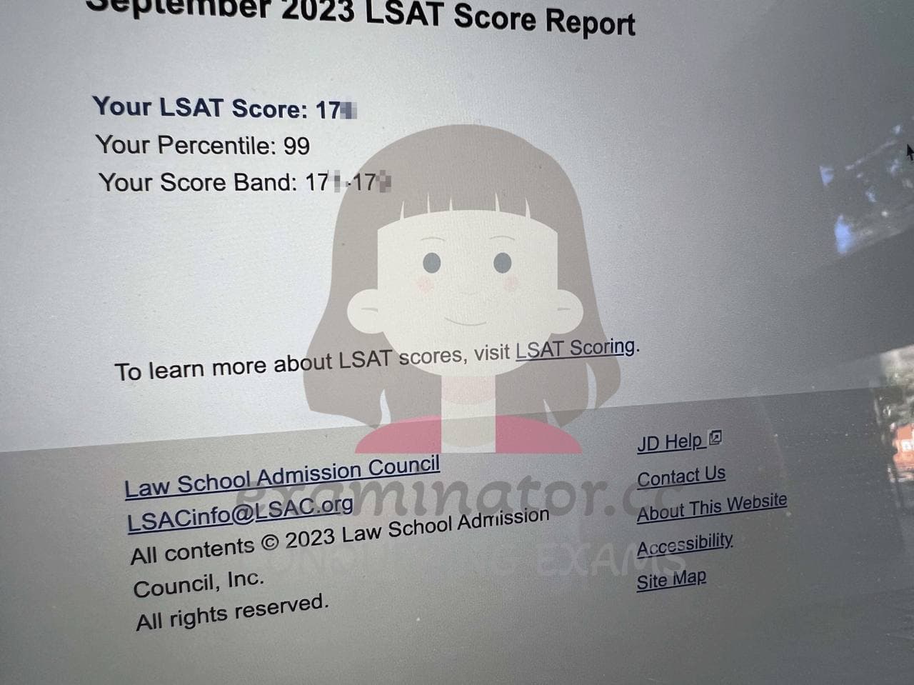 score image for LSAT 부정행위 success story #580