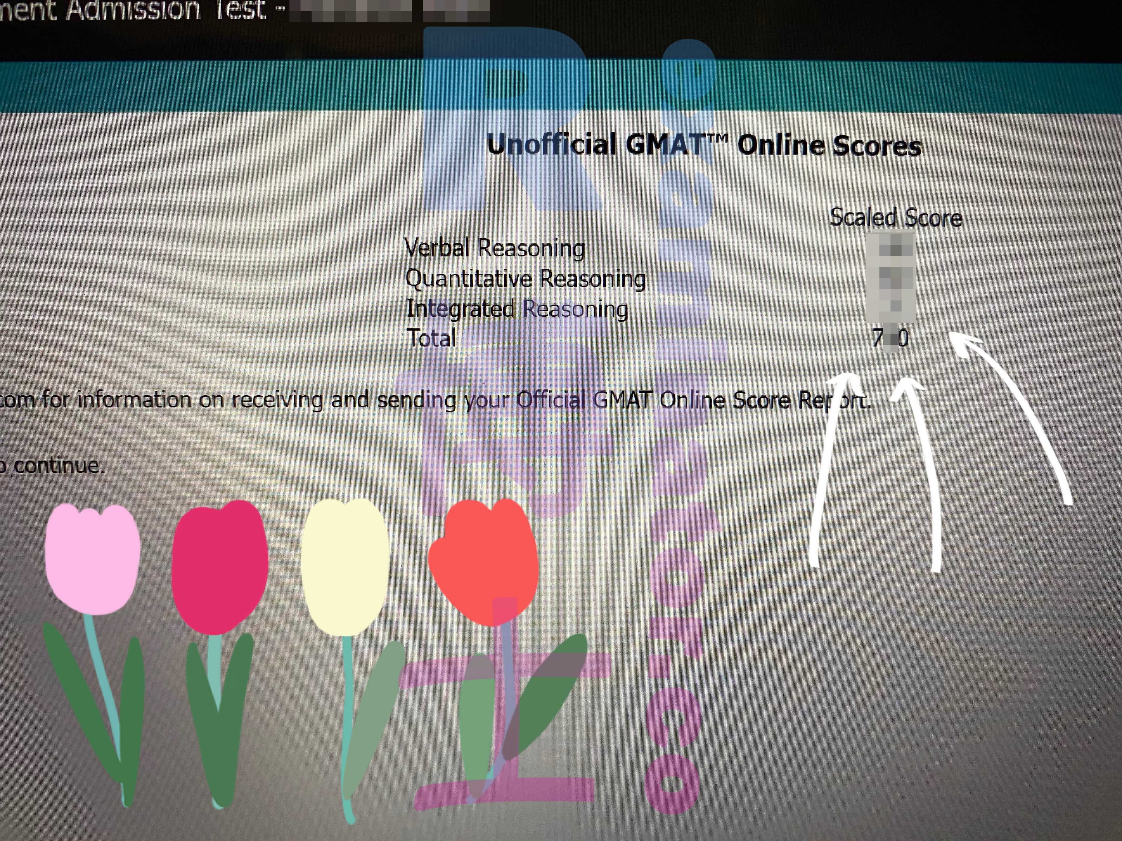 score image for GMAT 부정행위 success story #402