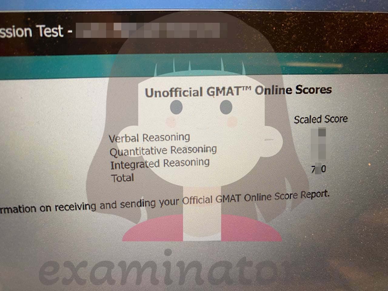 score image for GMAT 부정행위 success story #556