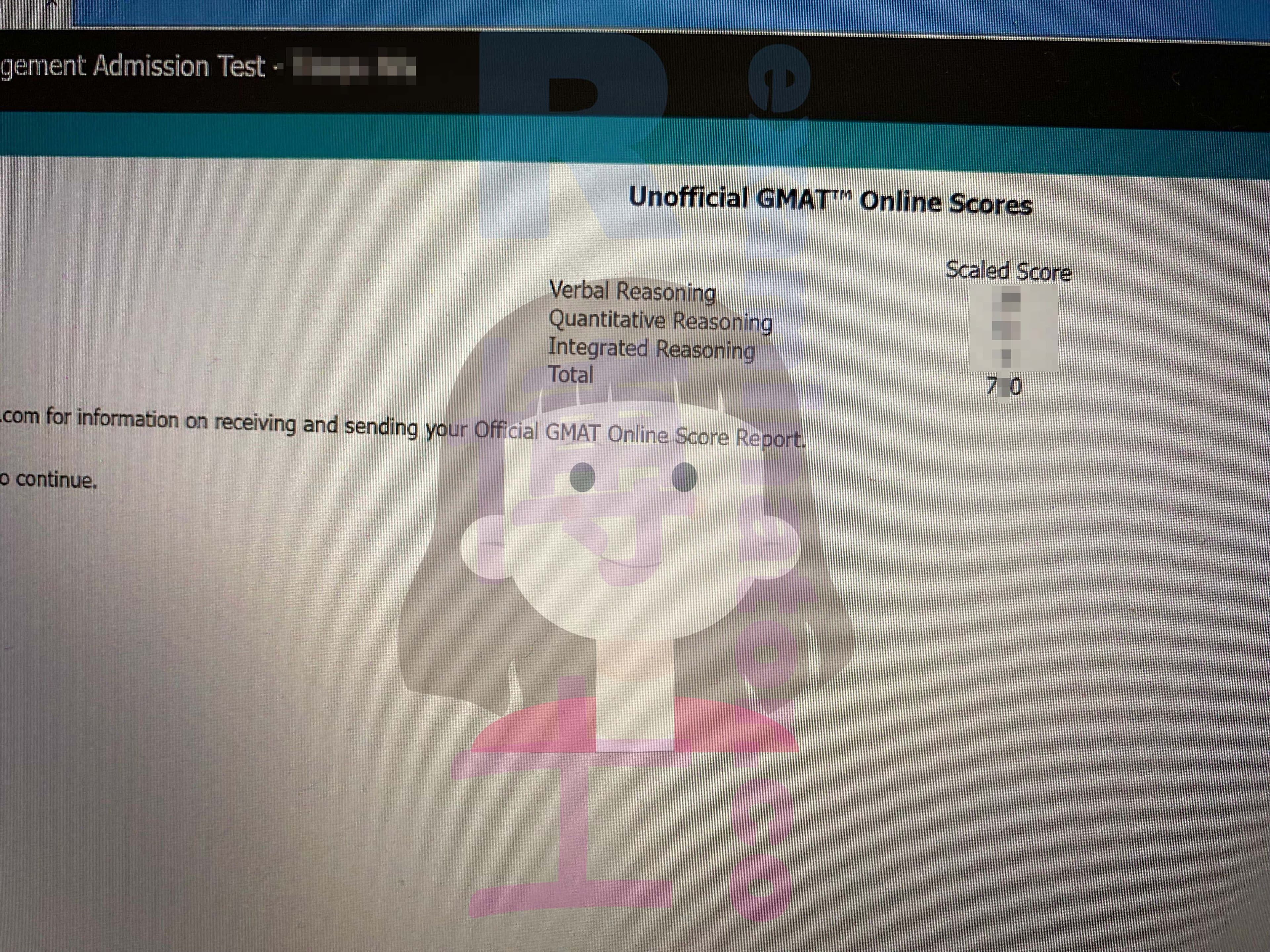 score image for GMAT 부정행위 success story #520