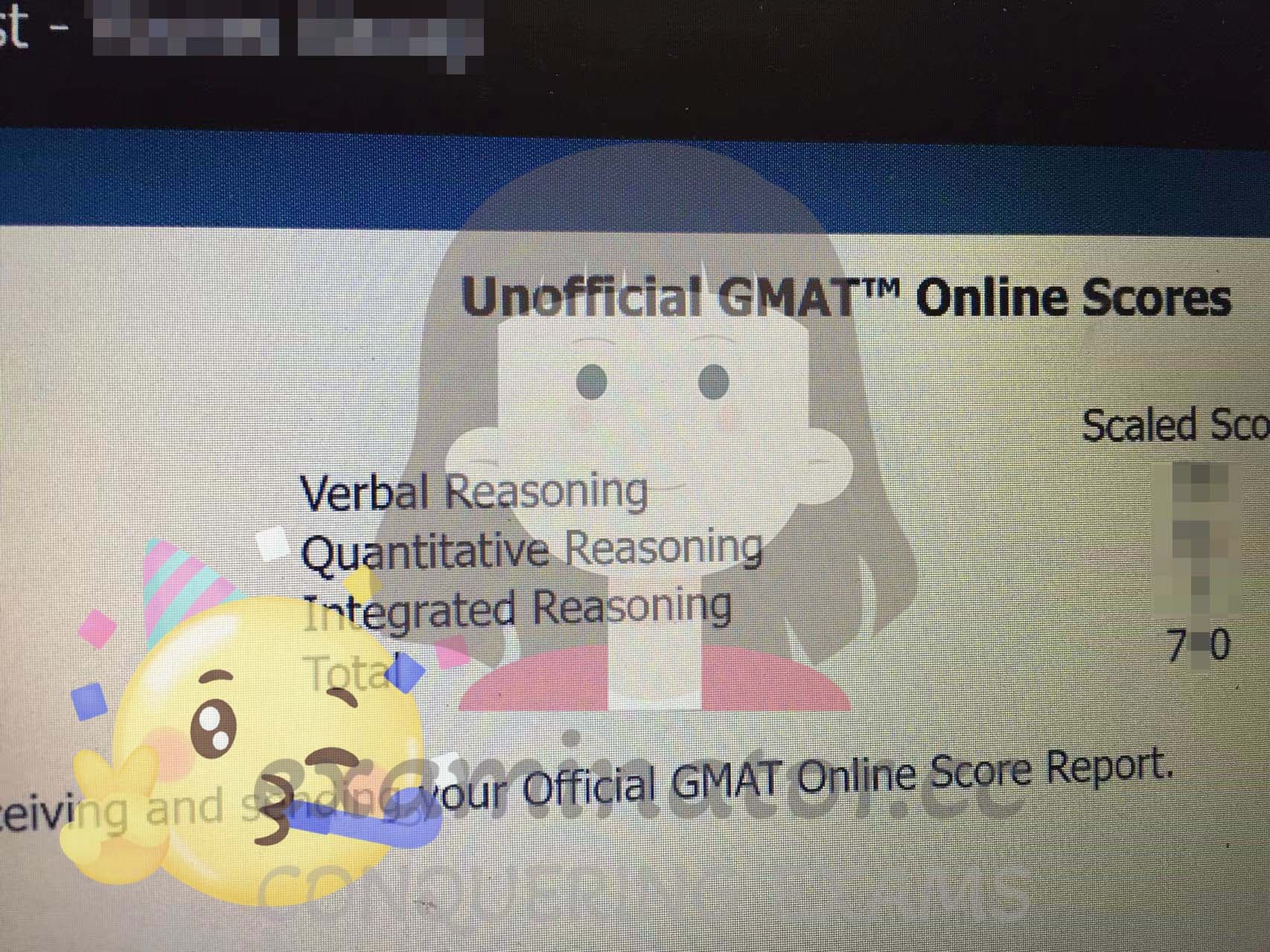 score image for GMAT 부정행위 success story #570